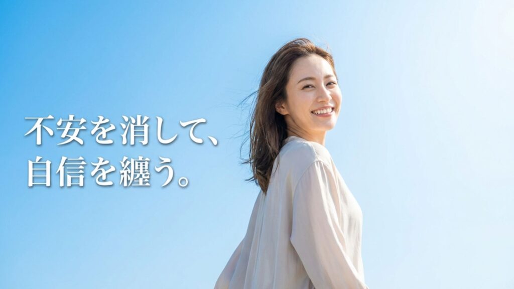 疑問を解消し、自信を持ってジュエリーを身につけることを表現したイメージ