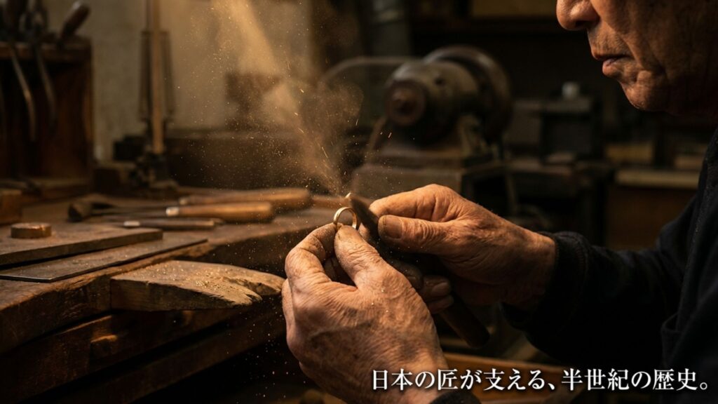 日本の熟練職人が支える半世紀の歴史と伝統を象徴するイメージ
