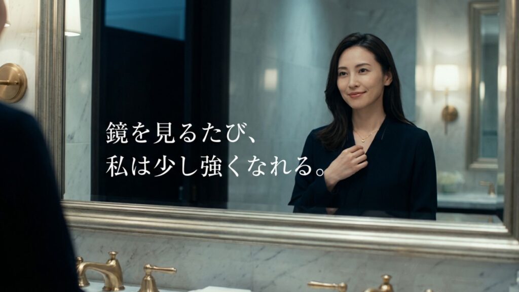 ジュエリーを身につけることで自信に満ちた表情を見せる女性のイメージ