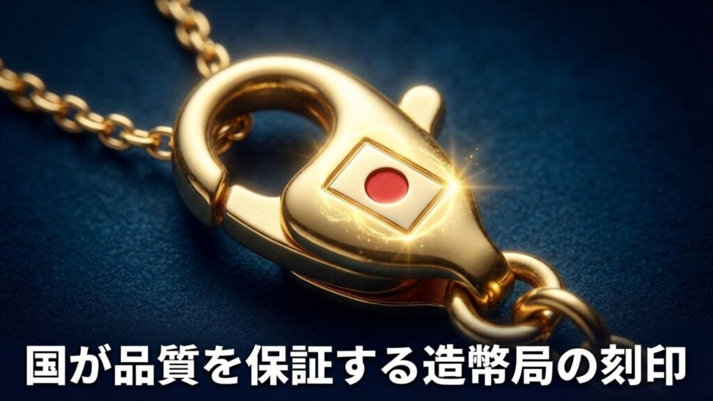 国が品質を保証する造幣局検定マーク（ホールマーク）の刻印