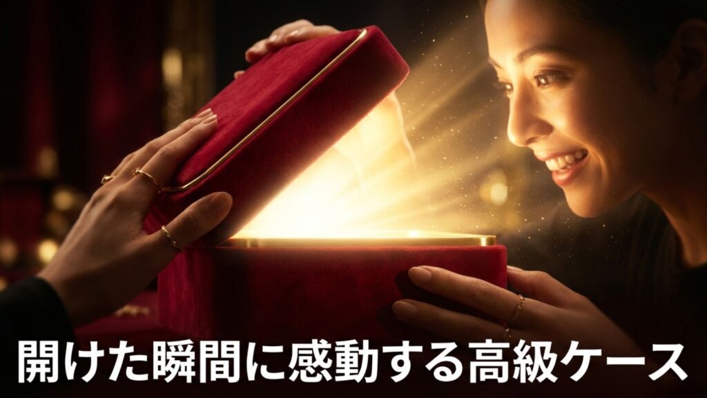 開封した瞬間に感動する高級感のあるジュエリーケースと梱包