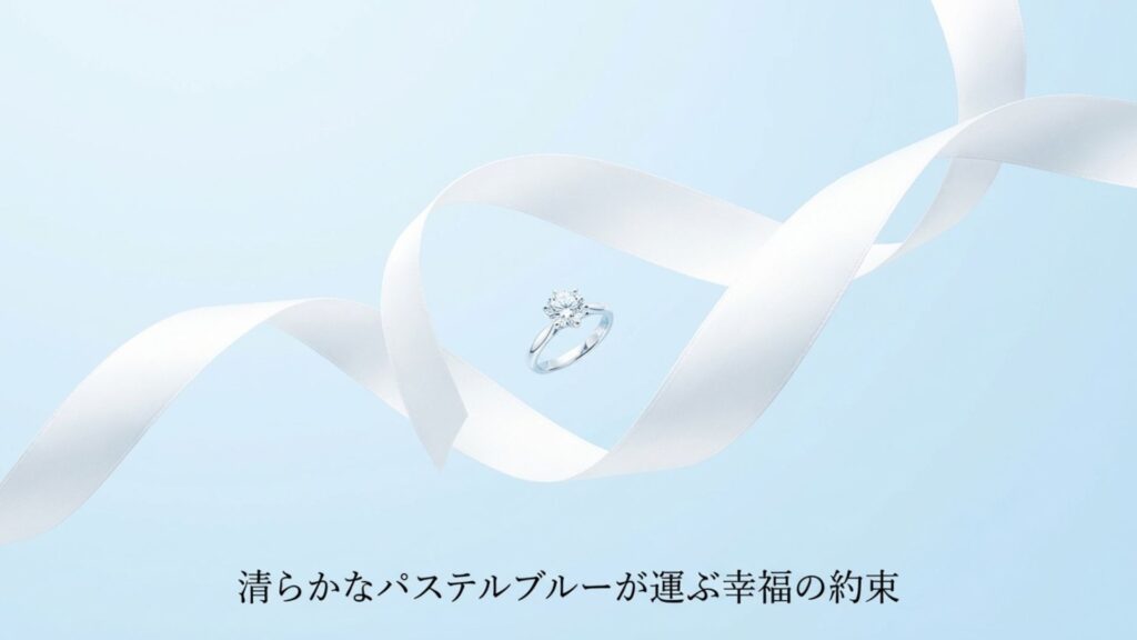 幸福感をもたらすティファニーブルーと結婚指輪のイメージ