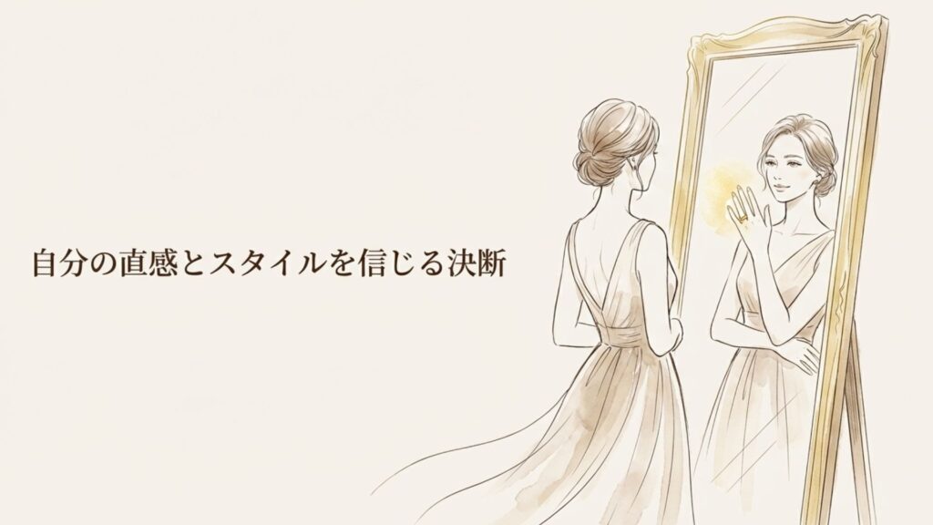 周囲の意見ではなく自分の直感とスタイルを信じて選ぶ決意のイメージ