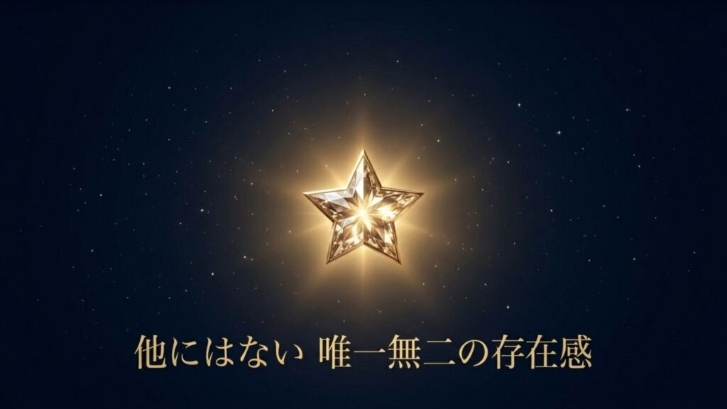 唯一無二の存在感を放つ、星のように輝くダイヤモンド調のモチーフ。他ブランドにはない魅力を象徴。