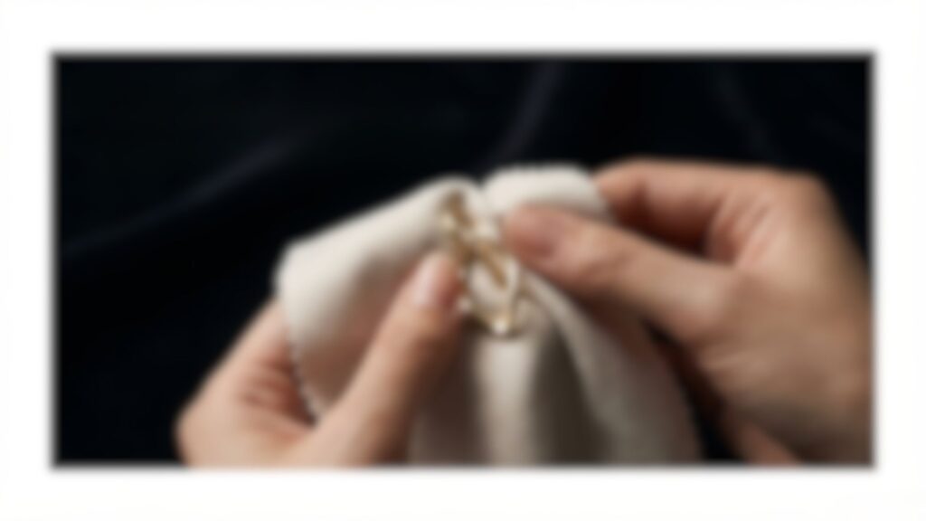 ジュエリーを保護し、修理やお手入れをすることで輝きを守る安心感を表現したイメージ。