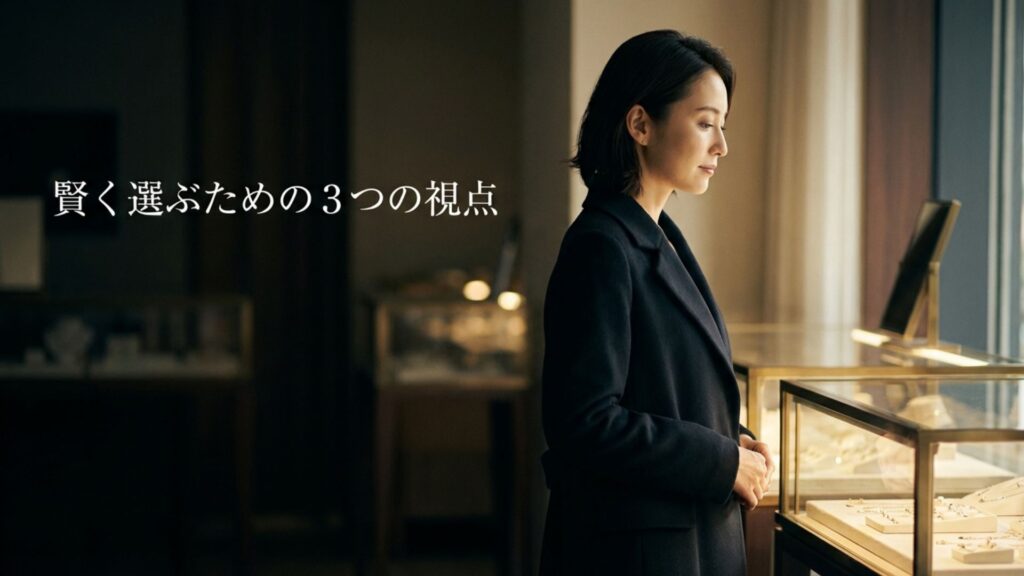 賢く選ぶための3つの視点を示す画像