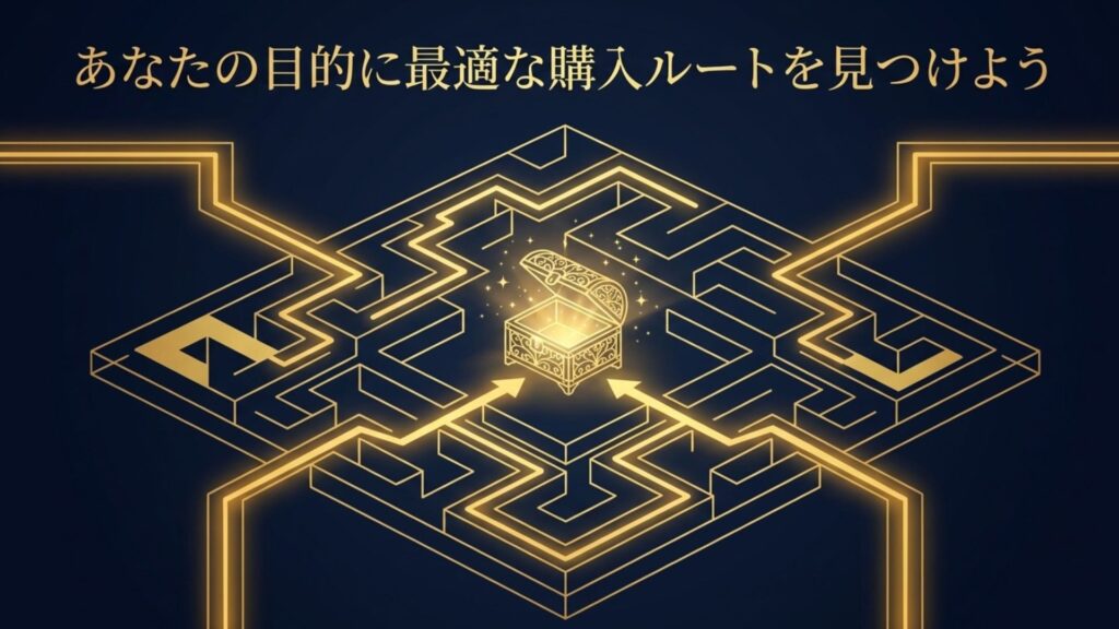 目的に合わせて最適な購入ルートを選択するためのガイドイメージ