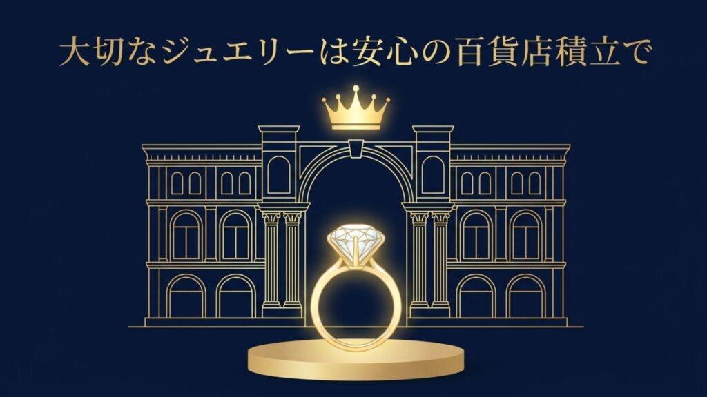 大切な指輪を百貨店の友の会積立で賢く購入するイメージ