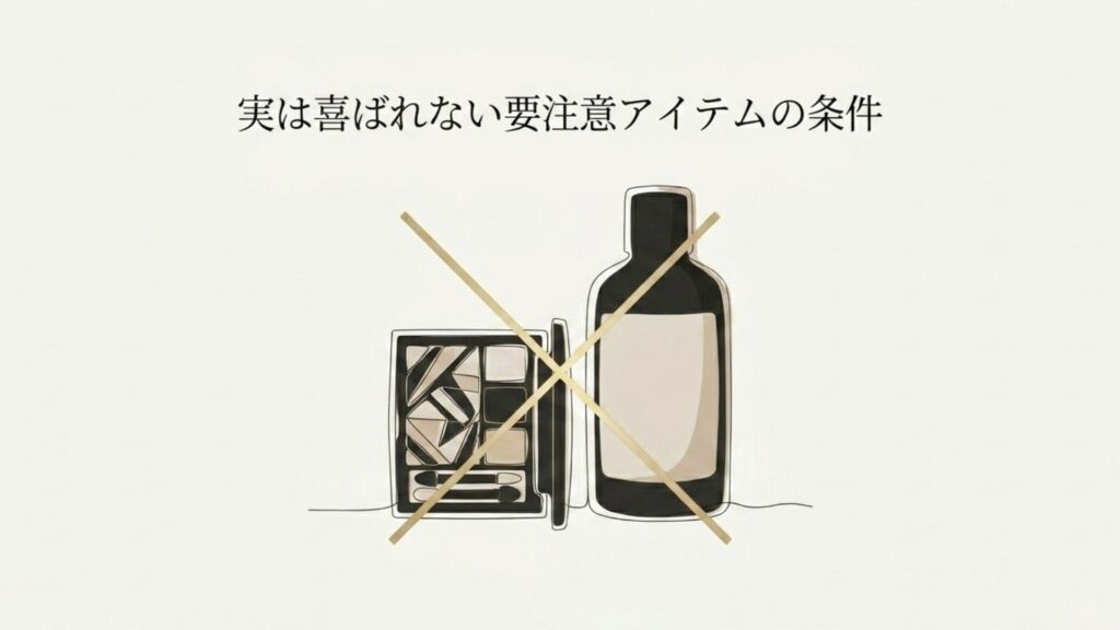 アイテムに禁止マーク（バツ印）が描かれたイラスト