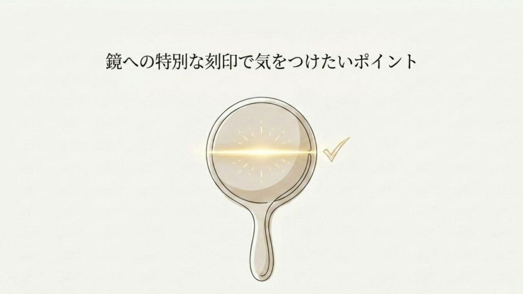 コンパクトミラーにレーザー刻印されているイメージイラスト