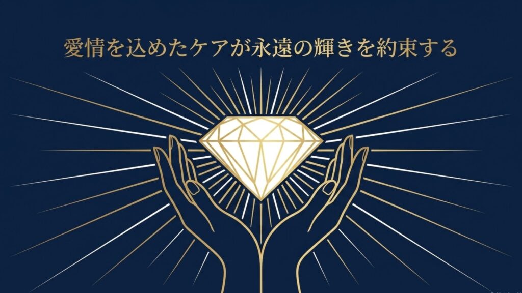 「愛情を込めたケアが永遠の輝きを約束する」というテキスト